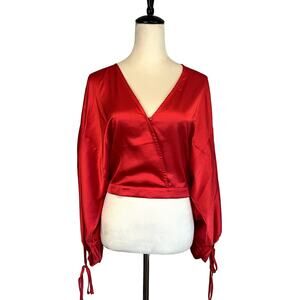 HYFVE- Red wrap blouse- Size Small- NWT